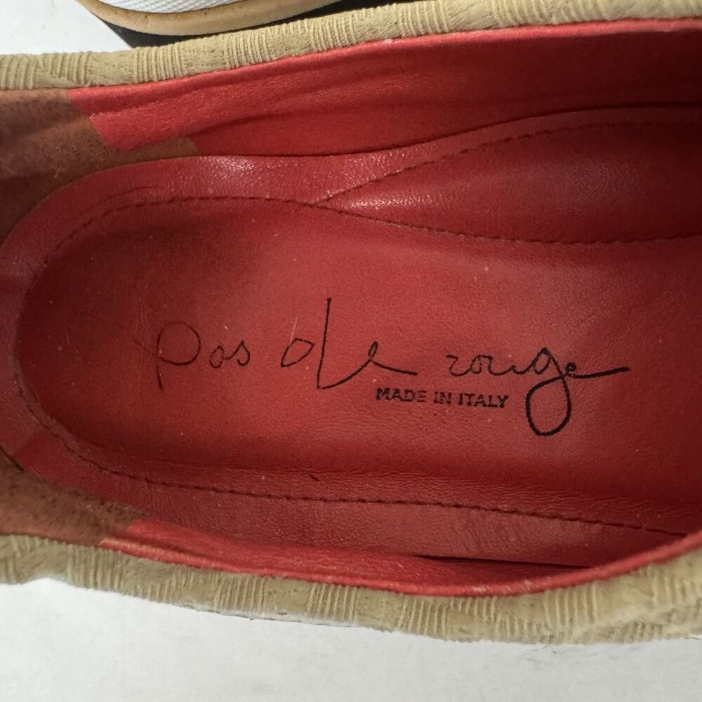 Pas de Rouge Tan & White Stretch‎ Fabric Slip On Flat Shoes Women EU 38.5 US 7.5 - Picture 13 of 16